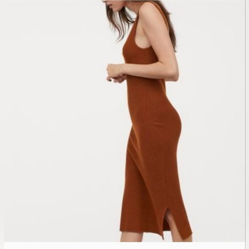 H&M Size XS Brown Knee Length Knit Dress --p